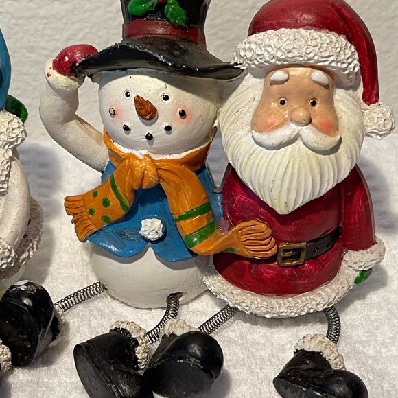 Holiday Christmas Santa/Snowman & Snowman/Penguin Spring Legged Shelf Sitter - Picture 3 of 9